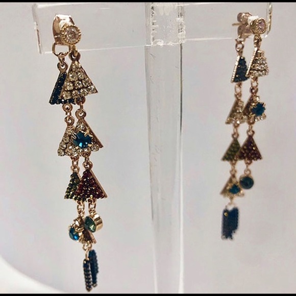 Artisan Triangle Crystal Dangle Earring-Boutique - Picture 2 of 7